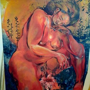 Die Rote Frau (100 x 89 cm)